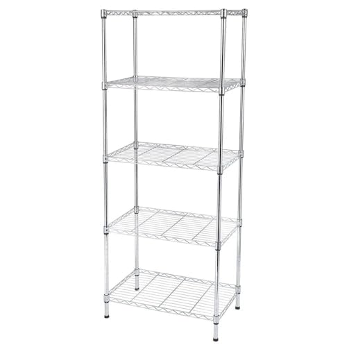 SAMTEK 5 Tier Metal Shelving Units for Storage Shelves, Wire Shelving Racking Unit Metal Standing Shelf for Kitchen Office, Garage, Bathroom, Suitable as Pantry Shelves 58x35x160cm 125kg Capacity
