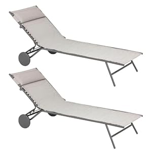2er Set Sonnenliegen Miami II Gris Galet