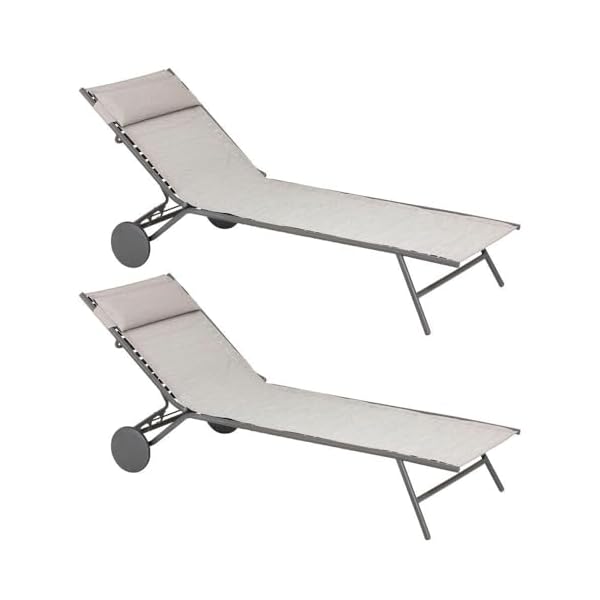 2er Set Sonnenliegen Miami II Gris Galet