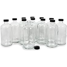 Vivaplex, 12, Clear, 16 oz Glass Bottles, with Lids