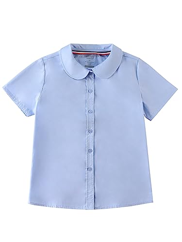 Smith's American Girls' S/S Button-Up Shirt - Blue, 7