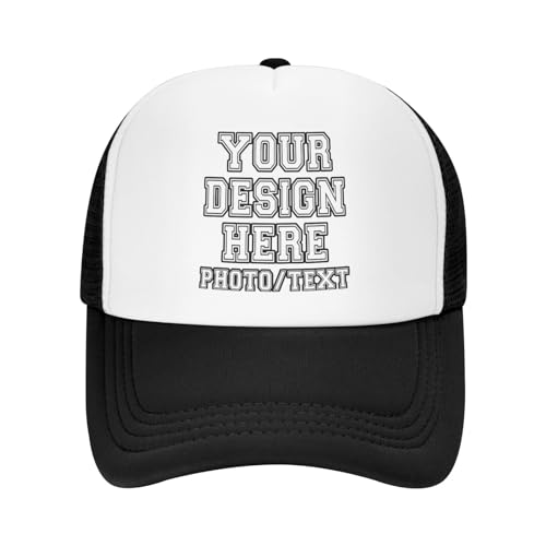 Generic Bulk Custom Trucker Hats Add Your Text Picture Name Logo Custom Trucker Cap Custom hat Custom Hats for Men & Women Customized Gifts Black, One Size-Medium