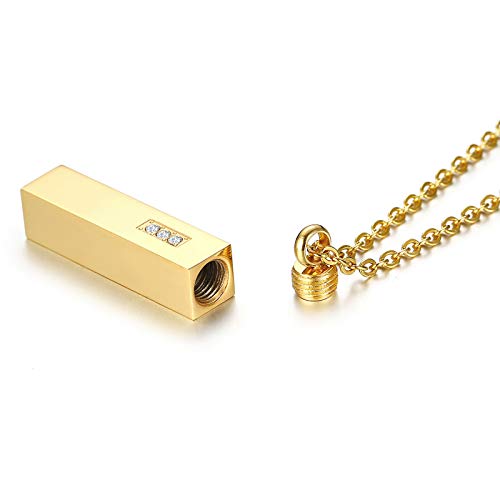 DYNWAVE Pingente de Urna de Cinzas de Cremação de Colar Memorial Personalizado - Ouro