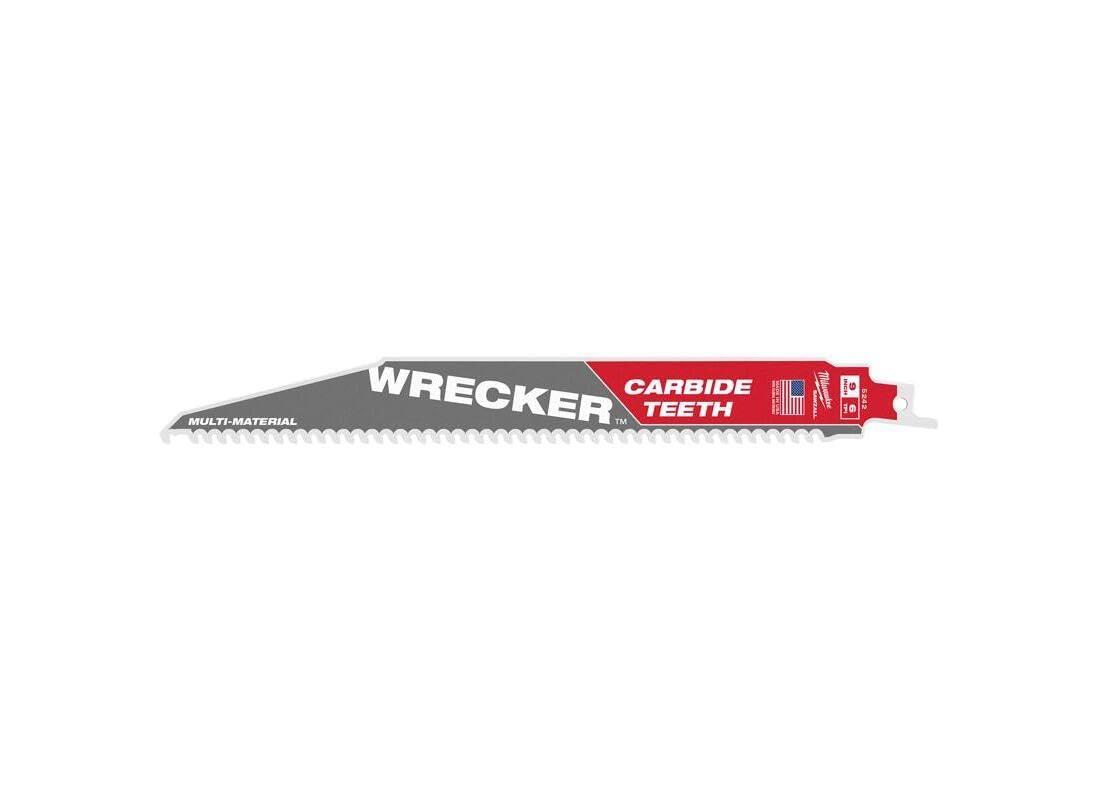 Milwaukee 48-00-5242 9" 6 TPI Wrecker Carbide Teeth Multi-Material Cutting SAWZALL Reciprocating Saw Blade