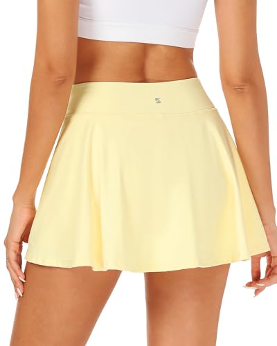 Stelle 2408-YS007-2-LBT-M Women Tennis Golf Skirts High Waisted With Pockets Inner Shorts For Athletic Skorts Sports Running Pickleball thumb #1