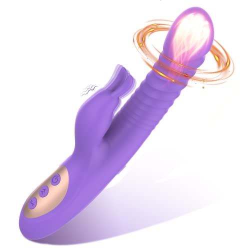 Vibration für frauen Vibrator Dildo Sex Spielzeug für die frau mit 10 Teleskopdrehung & 10 Vibrationsmodi, G-punkt mit Stoßfunktion und Rabbit Vibratoren für Sie Klitoris Erotik Für Paare frauen