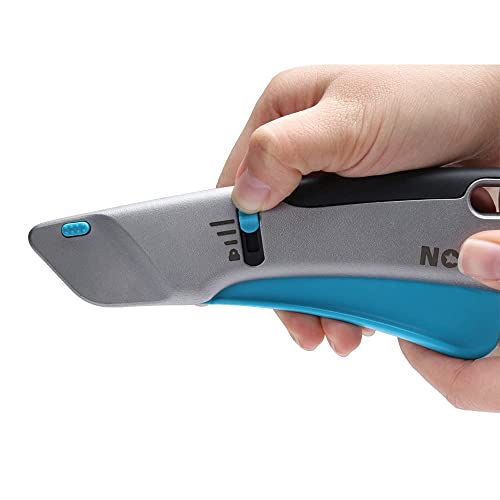 Nova Squeeze Trigger Utility Knife And Heavy Duty Box Cutter, Self Retractable Safety Knife, Ergonomic Aluminum Body, Safety-Lock Design, Durable And Safe #TOP1