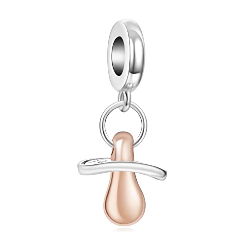 Amuefer 3D Pacifier Dangle Charms para Pulseras y Collares, Colgante de Plata de Ley con Circonita Cúbica, Navidad Cumpleaños Halloween Joyería Regalos para Mujeres