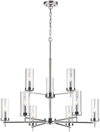 Generation Lighting 3190309-05 Zire Nine-Light Chandelier Hanging Modern Fixture, Chrome