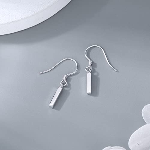 SLUYNZ 925 Sterling Silver Small Vertical Bar Drop Earrings for Women Teen Girls Minimalist Bar Drop Earrings (Silver)4