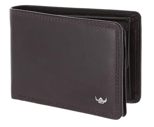 Porte-monnaie Polo RFID Golden Head en cuir marron foncé mini sacoche 1196