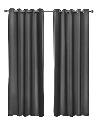 Emma Barclay – Blackout Curtains for Bedroom Living Room Thermal Insulated Woven Eyelet Blackout Curtains Cali Collection (66” x 90” Inch)(Charcoal)