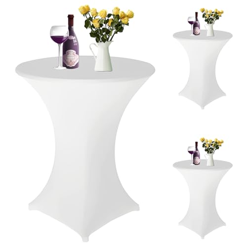 LDHHYH Lot de 3 housses extensibles pour table de bistrot - Diamètre : 80-85 cm - Housses de table haute : 80 x 110 cm - Nappe extensible - Pour table haute...