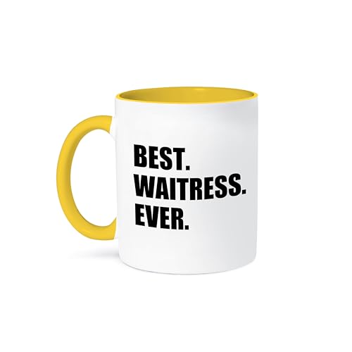 3dRose, 11oz Two-Tone Yellow Mug, Yellow/White