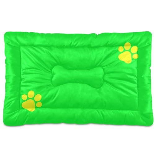 Tapete verde com estampa de pata de cachorro, macio, quente, antiderrapante, almofada para gatos e g
