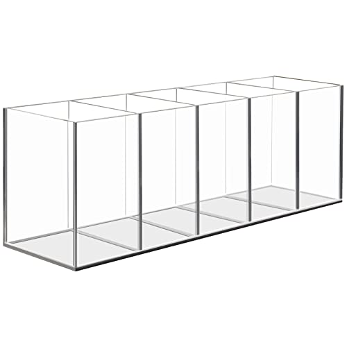 Uquelic Portalápices de Acrílico Transparente, 5 compartimentos Organizador Multifuncional para Escritorio, Soporte para Bolígrafos, Lápices y Brochas de Maquillaje