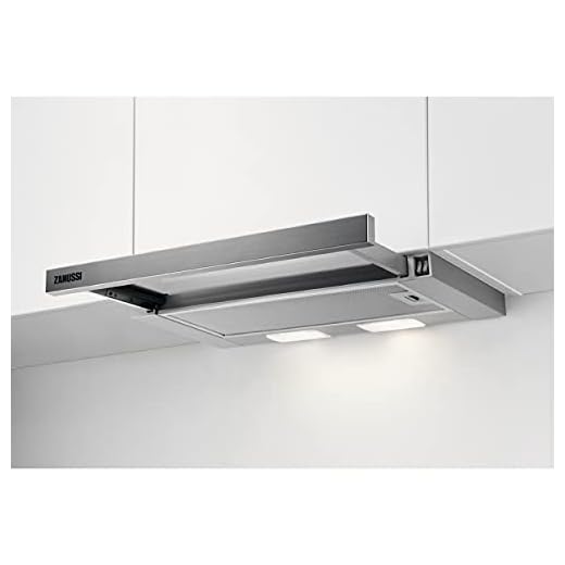 Zanussi ZHP60260SA Campana extractora extraíble de 60 cm, 3 niveles de potencia, Salida de aire de 120 mm, Nivel de ruido 62 dB(A), Iluminación LED, Clase D, Inox