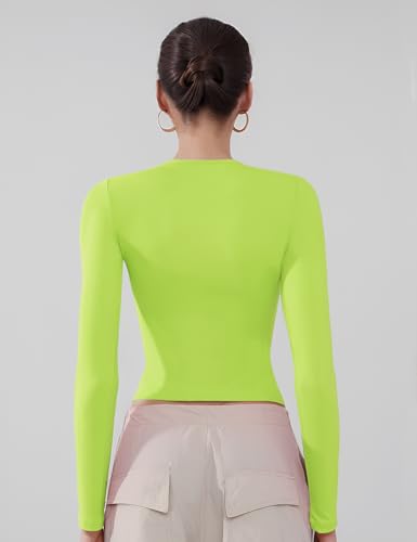 Women's Soft Long Sleeve Shirts Crew Neck Tops Basic Tees Stretchy Going Out Crop Tops Y2K Slim Fit T-Shirts 5