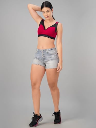 Image of Lovable Women's Polyester Lightly Padded Wire Free Modern Sports Bra