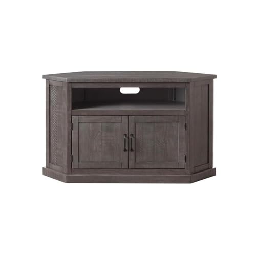 BOWERY HILL Rustic Corner Solid Wood TV Stand, 50 in, Gray F