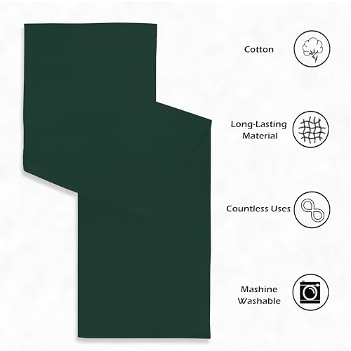 Image of HOME COLORS.IN Cotton Ribbed Runner for Teapoy, TV Table, Coffee Table, Center Table, Dinning Table (14 x 52 Inch, Dark Green)
