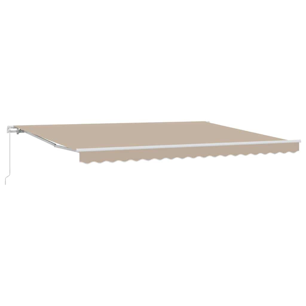Tenda da sole retrattile beige, 450 x 350 x 165 cm, parasole manuale in poliestere per terrazza e giardino, grande ombra per mobili da salotto ed esterni
