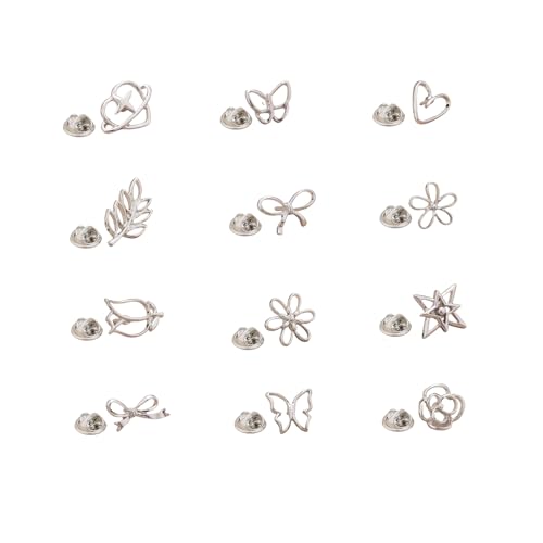 Image of Daisy Small Flower Brooches Pin12 PCS Flower lapel pin for women Gold Silver Bow /Heart /Leaf /Butterfly Brooches Pins Dress Skirt Scarf Hat Pins Clothing Decoration Accessories
