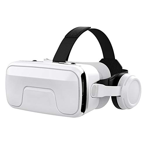 6.0 Casque VR Brille, Virtual Reality Brille 3D Kopfhörer IOS Android Stereo Smartphone Spielhelm Multifunktion,Weiß