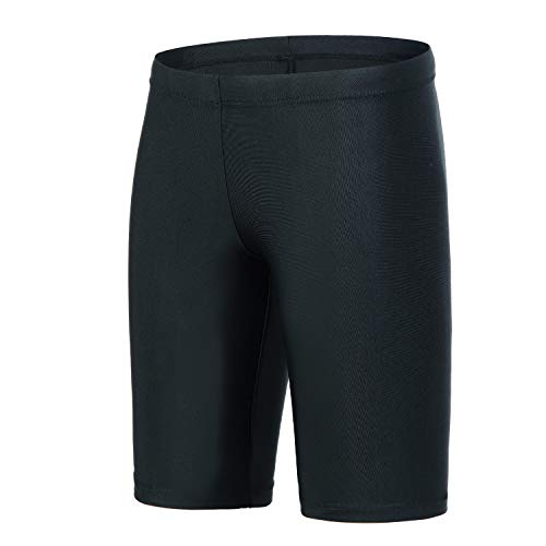 Xioker Boy Swim Jammers for Training,Swim Shorts for Boy Dry Quick Youth Boys Jammer Swimwear(Black,L)