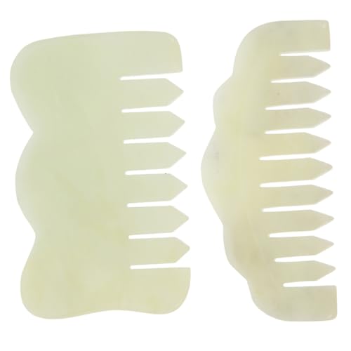 Gogogmee 2pcs Jade Comb Scraping Massage Tool Acupoint Massage Comb Scalp Massager Comb Guasha Comb Eye Patches for Adults Gua Sha Comb for Scalp Hair Scalp Massager Gua Sha Scraping Tool