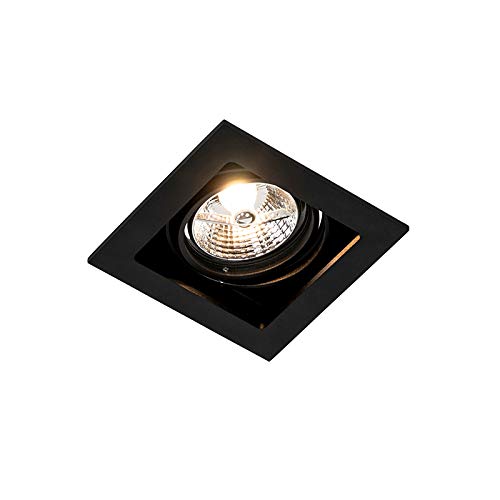 Qazqa - Square recessed Spotlight Black Adjustable - Artemis 70- - Modern - Suitable for LED GU10 | 1 Way Light - Aluminium Recessed Way Light - Suitable for Living Room I Kitchen I Bedroom I