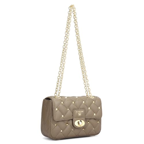 Image of Da Milano Leather Grey Shoulder Bag for Women (00230XSOL)