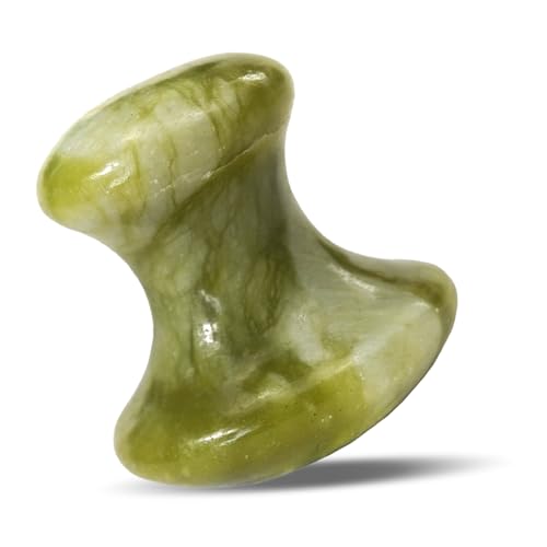 iplusmile Piedra Masajeadora Facial y Corporal de Jade Verde Natural Herramienta de Raspado para Mejorar la Circulación y Tonificar la Piel con Bordes Suaves Seguros para Uso con Aceites