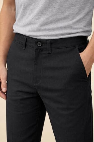 Image of DENRO Men's Slim Fit Cotton Stretch Trousers | Smart Casual & Workwear Pants for Office Use | 98% Cotton 2% Spandex Fabric | Mid-Rise Tailored Fit | Sizes 28-38