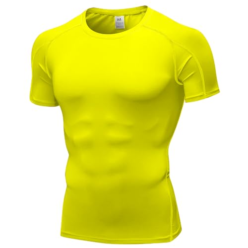 CICI FIVE Camiseta masculina de compressão, manga curta, atlética, compressão, roupa íntima, camada