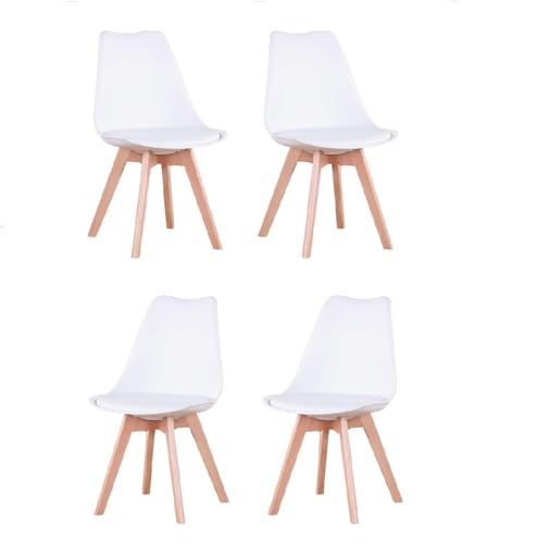 IZTOSS Juego de 4 Sillas de Cocina Modernas, Sillas de Comedor 4 piezas con Patas de Madera Incluídas, Cómodo Cojín de Asiento de Espuma (B-Blanco-4 piezas)