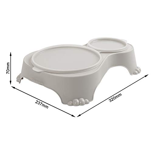 Rotho MyPet Sally Doppel Futternapf mit Deckel, Kunststoff (PP) BPA-frei, sand, 1l + 0.28l (32.0 x 23.7 x 7.0 cm)