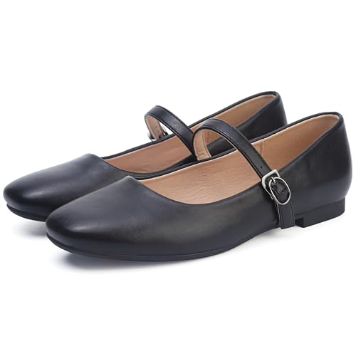 Image of Womens Pointed Toe Black Ballet Flats Comfortable Casual Dress Flats for Women Elegant Memory Foam Flats Shoes with Party Wedding