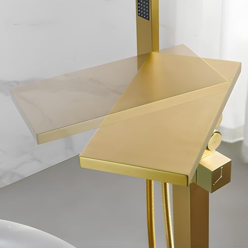 Robinet de baignoire sur pied finitions d'exception or brossé jet cascade - 4