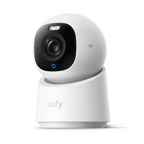 eufy Security Indoor Cam E30, telecamera wifi interno 4K UHD, Rotazione Pan-Tilt a 360°, Visione Notturna a Colori, Rilevamento AI, Tracciamento Automatico di Persone/Animali (1) 1 pezzo Bia