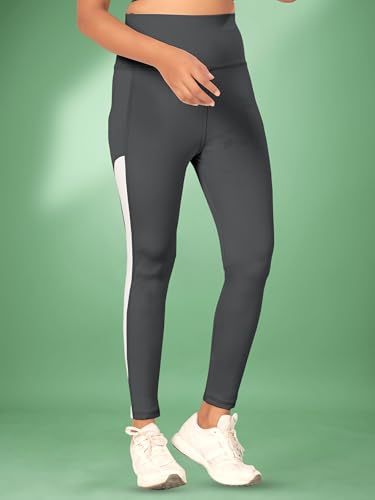 Image of Women's Polyester Blend Yoga Pants with High Rise Waist Stretch Fit Design Side Patti Slim Fit Style and Standard Length | Workout Track Pants | Joggers for GymRunning | Sports Top