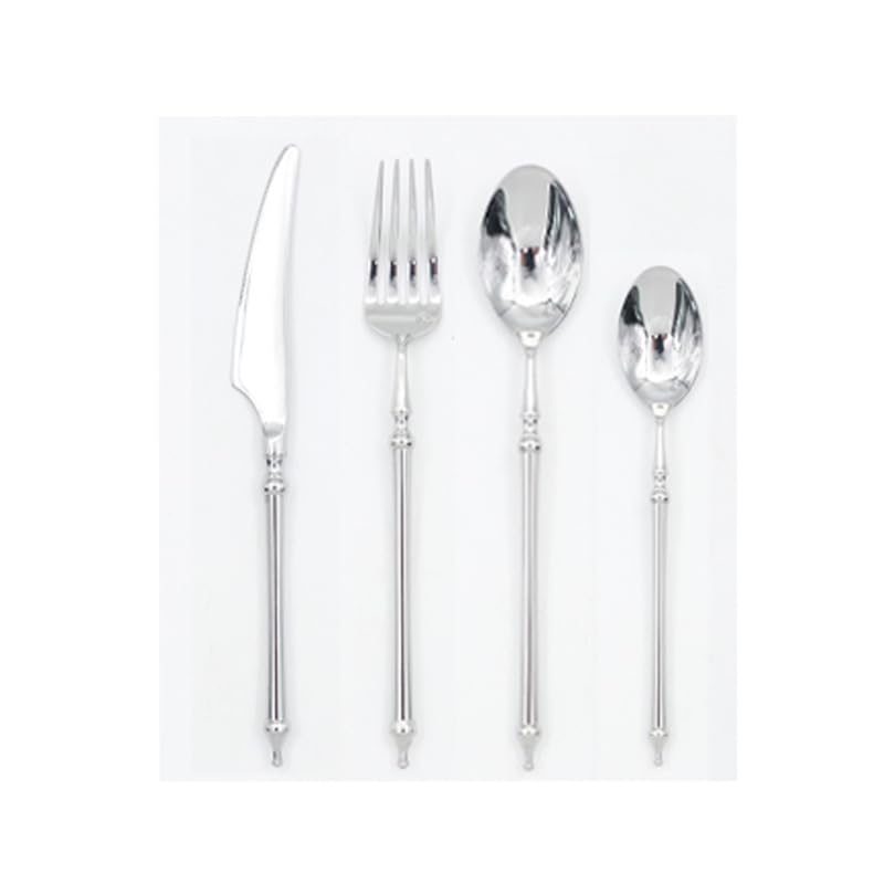 Silberbesteck-Set, 4/16/24/32/40/48-teilig, Edelstahl 304, bestehend aus Tafelmessern, Gabeln, Löffeln und Dessertlöffeln, Hotelbesteck. Silber – 32-teilig für 8 Personen