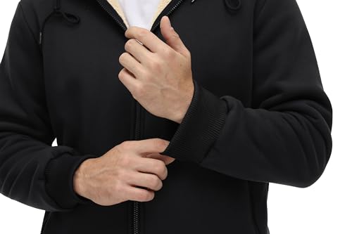 CRYSULLY Men's Sherpa Lined Jacket Fleece Full Zip Winter Hooded Sweatshirt Coats - Image 5