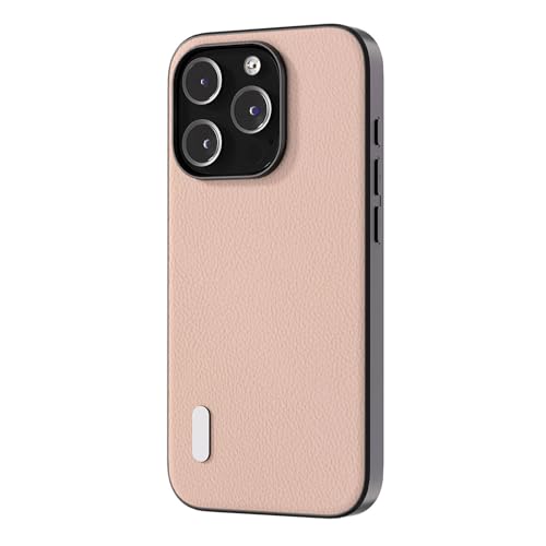 Funda para iPhone 15 Pro Max en cuero PU rosado contra golpes 2