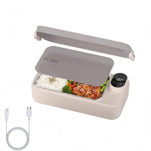 Lonchera térmica | Calentador portátil recargable, lonchera inalámbrica con recipiente de acero inoxidable, para niños, adultos, hombres, mujeres, trabajo, viajes, escuela, preparación de comidas