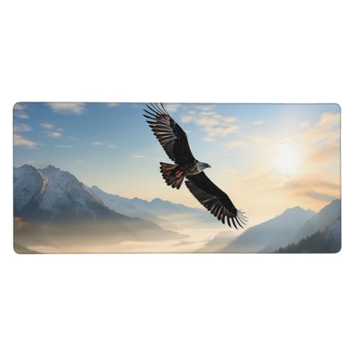 Grand tapis de souris de jeu anti-effilochage 40 x 90 cm motif aigle