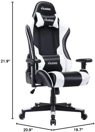 Musso Ergonomic (White) Gaming Chair Adjustable Esports Gamer Chair, Adults Racing Video Game Chair, Large Size PU Leather High-Back Executive Office Chair