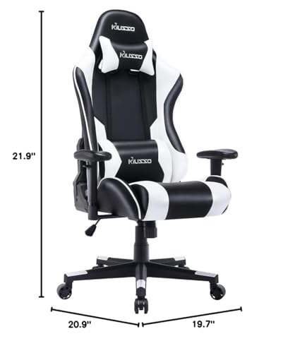 Musso Ergonomic (White) Gaming Chair Adjustable Esports Gamer Chair, Adults Racing Video Game Chair, Large Size PU Leather High-Back Executive Office Chair