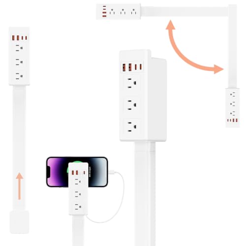 Extensión eléctrica JINGRUBING 7 en 1 con rotación 360°, 3 tomas AC, 2 USB-C y 2 USB-A miniatura 1
