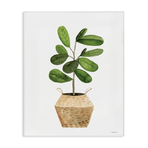Stupell Industries Round Green Leaves Planter, 36 x 48 Inch Canvas Wall Art